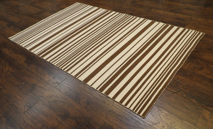Coastal Flat-Weave Indoor/Outdoor Beach 5'0"x8'0" Hand-knotted Rug -W827