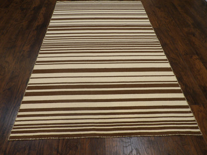 Coastal Flat-Weave Indoor/Outdoor Beach 5'0"x8'0" Hand-knotted Rug -W827