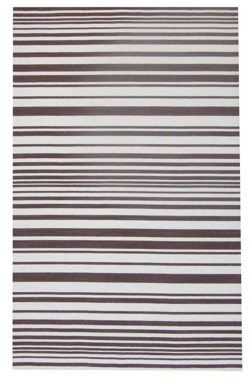 Brown 5'0" x 8'0" Coastal Flat Weave Indoor/Outdoor Beach Hand knotted Wool Rug - Sku: W827