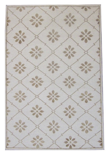 Transitional Moroccan Floral Diamond Design 5'0"x8'0" Hand-knotted Rug -W831