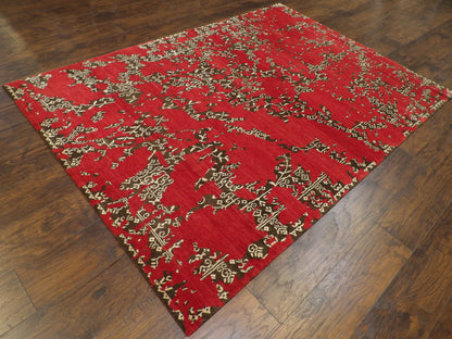 Transitional Broken Design 5'0"x8'0" Hand-knotted Rug -W833