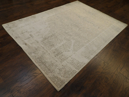 Transitional Broken Design 5'0"x8'0" Hand-knotted Rug -W834