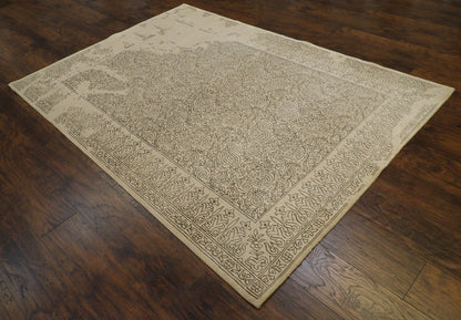 Transitional Broken Design 5'0"x8'0" Hand-knotted Rug -W834