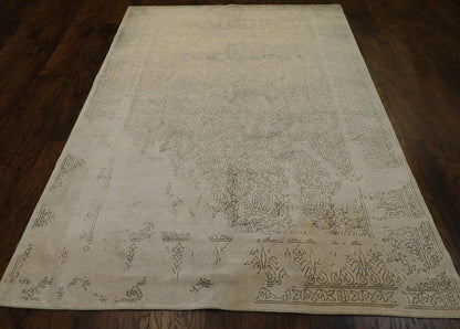 Transitional Broken Design 5'0"x8'0" Hand-knotted Rug -W834