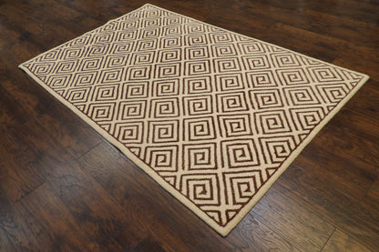 Transitional Moroccan Floral Diamond Design 5'0"x8'0" Hand-knotted Rug -W835