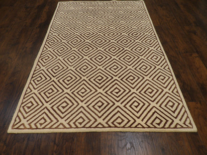 Transitional Moroccan Floral Diamond Design 5'0"x8'0" Hand-knotted Rug -W835