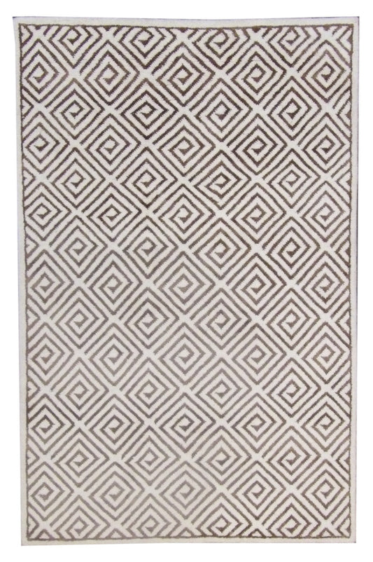 Transitional Moroccan Floral Diamond Design 5'0"x8'0" Hand-knotted Rug -W835