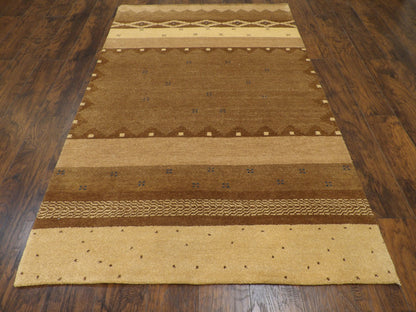 Tribal Modern Gabbeh Natural Dye 5'0"x8'0" Hand-knotted Rug -W837