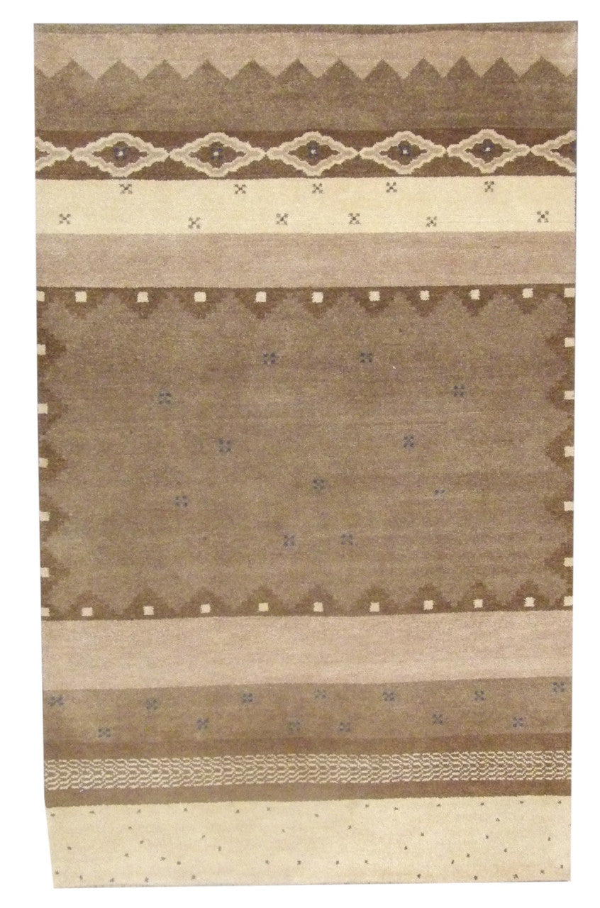 Tribal Modern Gabbeh Natural Dye 5'0"x8'0" Hand-knotted Rug -W837 W837 physical All Rugs New
