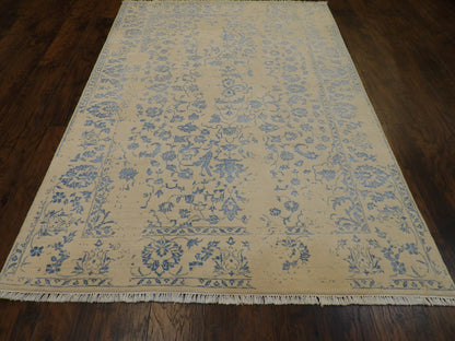 Transitional Broken Design 5'0"x8'0" Hand-knotted Rug -W838