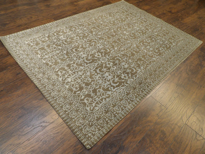 Transitional Damask Design 5'0"x8'0" Hand-knotted Rug -W841