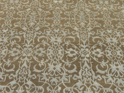 Transitional Damask Design 5'0"x8'0" Hand-knotted Rug -W841