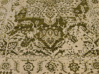 Transitional Silky Broken Heriz Design 5'0"x8'0" Hand-knotted Rug -W843