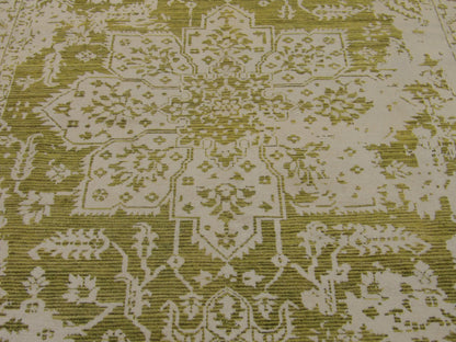 Transitional Silky Broken Heriz Design 5'0"x8'0" Hand-knotted Rug -W843