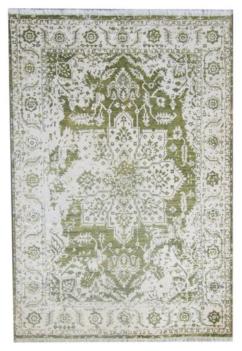 Transitional Silky Broken Heriz Design 5'0"x8'0" Hand-knotted Rug -W843