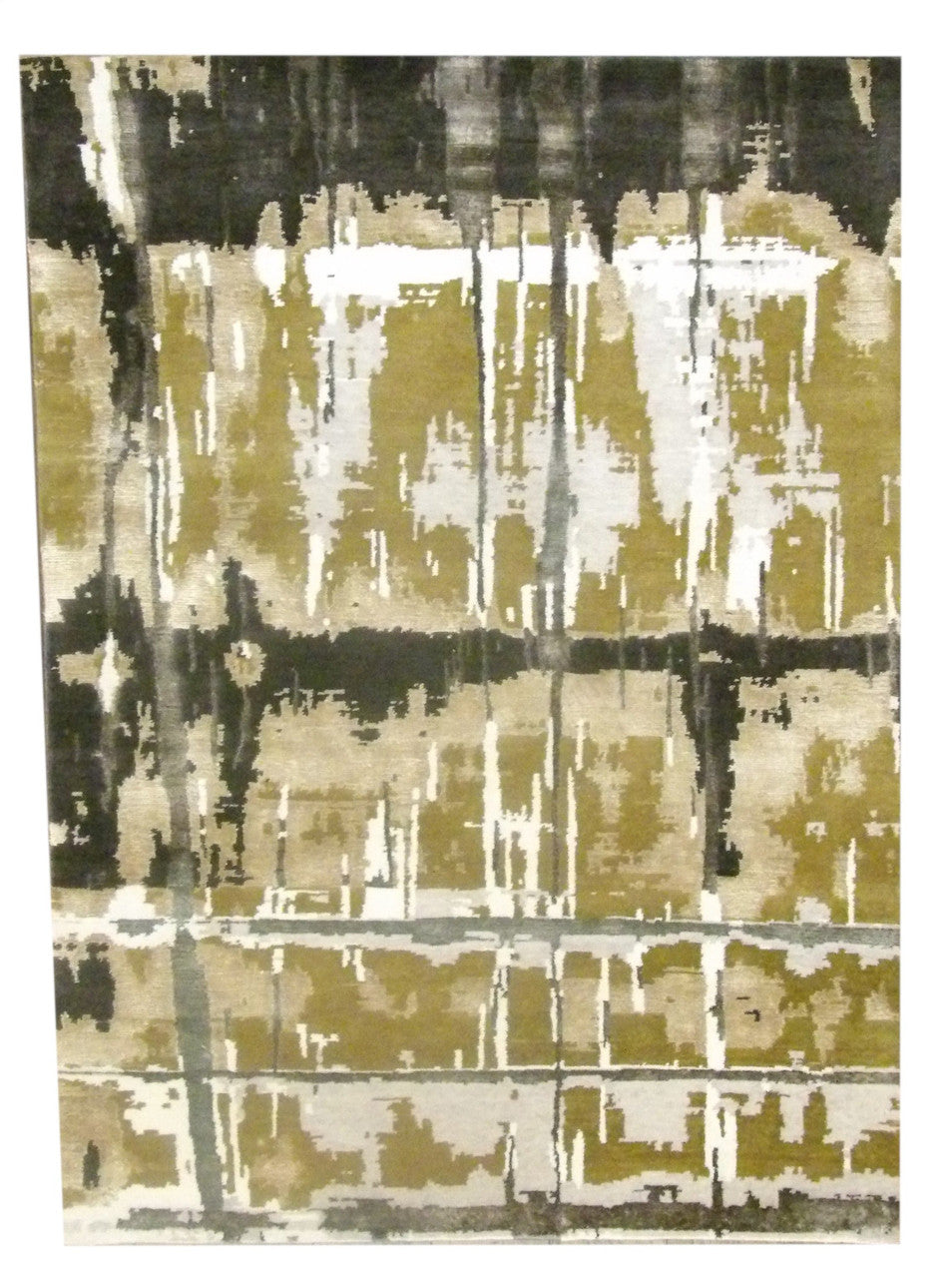 Blue 5'0" x 8'0" Transitional Silky Broken Abstract Design Hand knotted Wool Rug - Sku: W844
