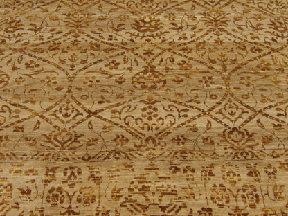 Transitional Silky Damask Design 5'0"x8'0" Hand-knotted Rug -W847