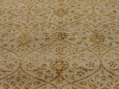 Transitional Silky Damask Design 5'0"x8'0" Hand-knotted Rug -W847
