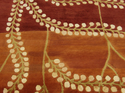 Tibetan Carved French Leaves Design 5'0"x8'0" Hand-knotted Rug -W850