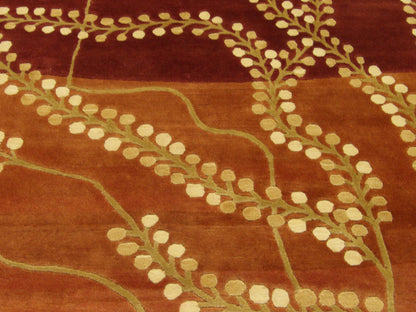 Tibetan Carved French Leaves Design 5'0"x8'0" Hand-knotted Rug -W850