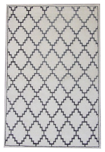 Transitional Moroccan Diamond Design 5'0"x8'0" Hand-knotted Rug -W851