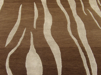 Tibetan Carved Wave Design 5'0"x8'0" Hand-knotted Rug -W852