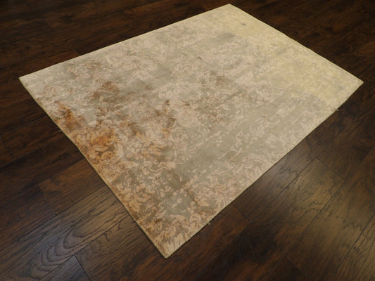 Transitional Silky Broken Abstract Design Hand-Loom 5'0"x8'0" Hand-loom Rug -W860