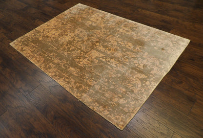Transitional Silky Broken Abstract Design Hand-Loom 5'0"x8'0" Hand-loom Rug -W860
