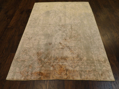Transitional Silky Broken Abstract Design Hand-Loom 5'0"x8'0" Hand-loom Rug -W860