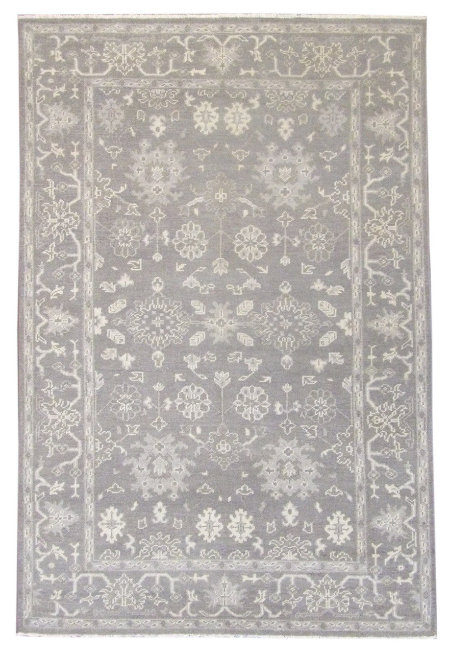 Gray 6'0" x 9'0" Turk Oushak Wash Hand knotted Wool Rug - Sku: W865