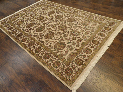 Fine Transitional Jaipur Floral Design 6'0"x9'0" Hand-knotted Rug -W866