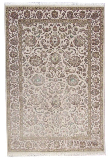 Fine Transitional Jaipur Floral Design 6'0"x9'0" Hand-knotted Rug -W866
