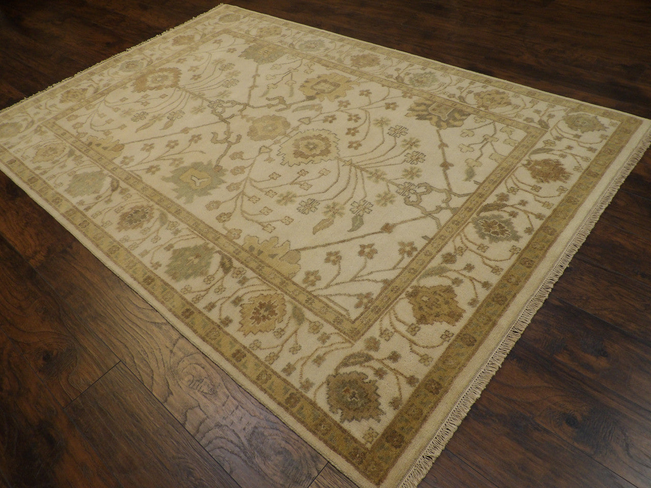 Beige 6'0" x 9'0" Turk Oushak Wash Hand knotted Wool Rug - Sku: W875