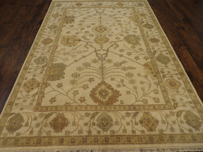 Turk Oushak White Wash 6'0"x9'0" Hand-knotted Rug -W875