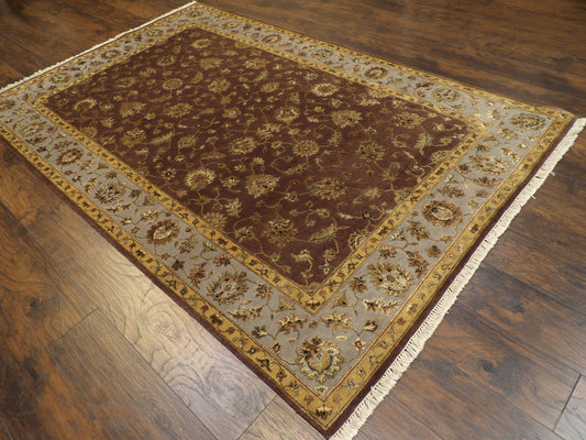 Fine Transitional Jaipur Floral Design 6'0"x9'0" Hand-knotted Rug -W879