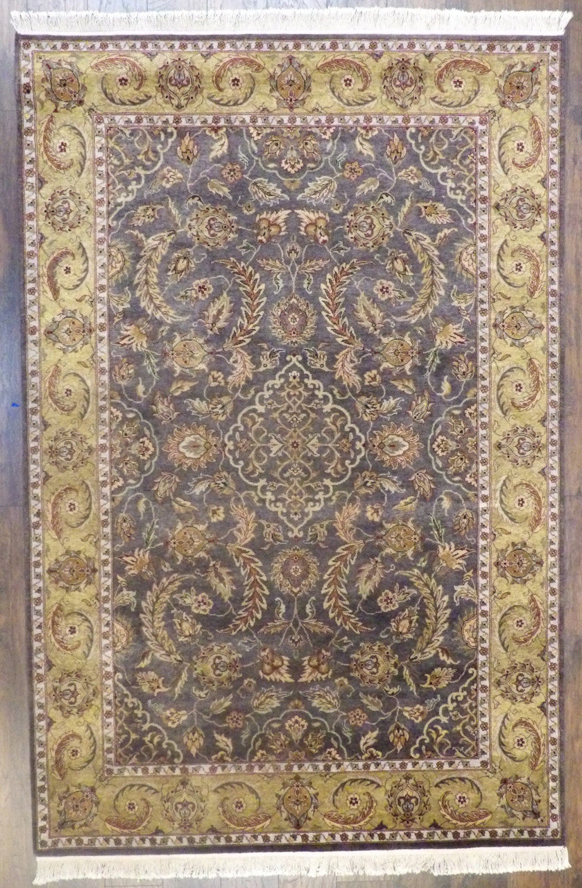 Gold 6'0" x 9'0" Fine Ziegler Tie Dye Hand knotted Wool Rug - Sku: W880