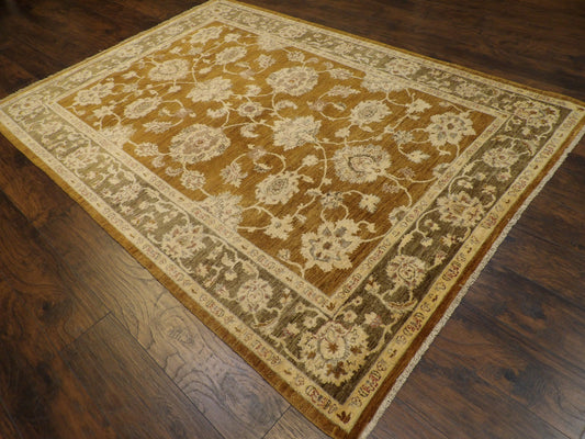 Oushak Chobie Natural-dye Antique Wash 6'0"x9'0" Hand-knotted Rug -W884
