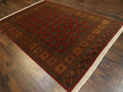 Tribal Bokhara Elephant Foot Design 6'0"x9'0"  Hand-knotted Rug -W885