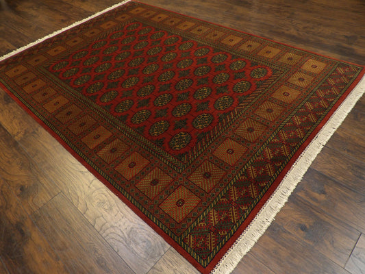 Tribal Bokhara Elephant Foot Design 6'0"x9'0"  Hand-knotted Rug -W885