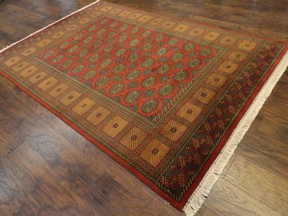 Tribal Bokhara Elephant Foot Design 6'0"x9'0"  Hand-knotted Rug -W885
