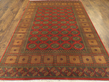 Tribal Bokhara Elephant Foot Design 6'0"x9'0"  Hand-knotted Rug -W885