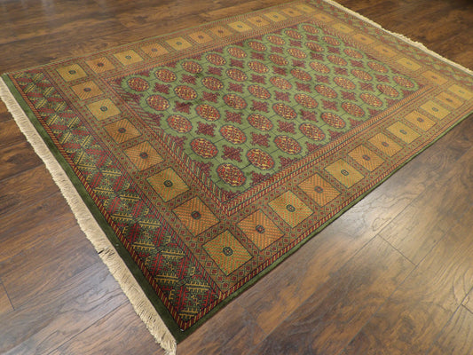 Tribal Bokhara Elephant Foot Design 6'0"x9'0"  Hand-knotted Rug -W891