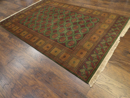 Tribal Bokhara Elephant Foot Design 6'0"x9'0"  Hand-knotted Rug -W891