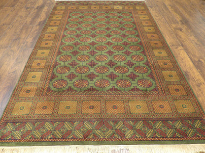 Tribal Bokhara Elephant Foot Design 6'0"x9'0"  Hand-knotted Rug -W891