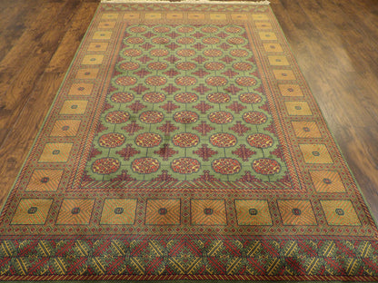 Tribal Bokhara Elephant Foot Design 6'0"x9'0"  Hand-knotted Rug -W891