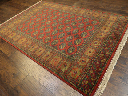 Tribal Bokhara Elephant Foot Design 6'0"x9'0" Hand-knotted Rug -W898
