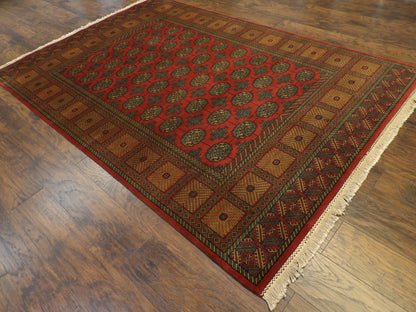 Tribal Bokhara Elephant Foot Design 6'0"x9'0" Hand-knotted Rug -W898