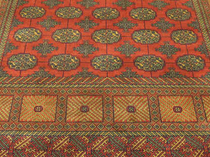 Tribal Bokhara Elephant Foot Design 6'0"x9'0" Hand-knotted Rug -W898