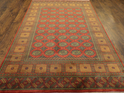 Tribal Bokhara Elephant Foot Design 6'0"x9'0" Hand-knotted Rug -W898