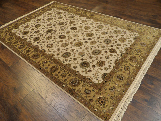 Fine Transitional Jaipur Floral Design 6'0"x9'0" Hand-knotted Rug -W901